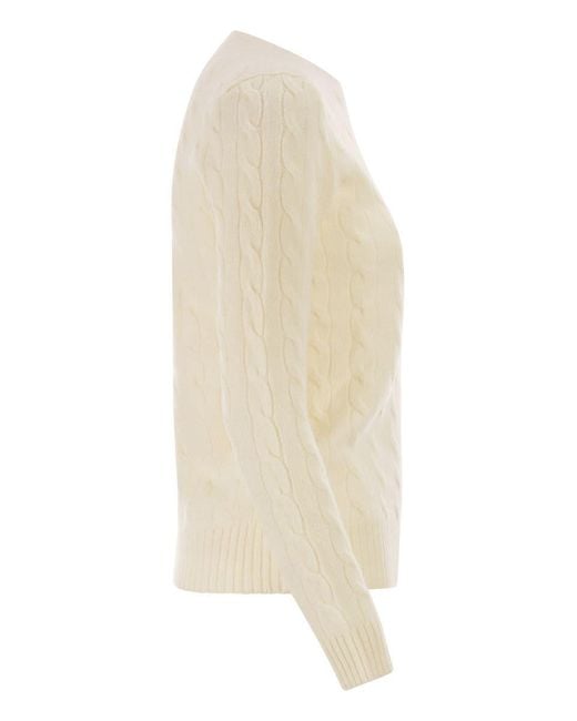 Polo Ralph Lauren Natural Plaited Wool And Cashmere Crew-Neck