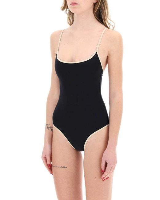 Totême  Black Toteme One-Piece Swimsuit With Contrasting Trim Details
