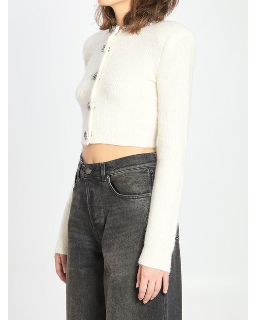 Self-Portrait White Self Portrait Embellished Trim Cardigan