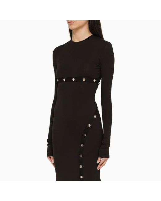 The Attico Black Midi Dress With Snap Buttons