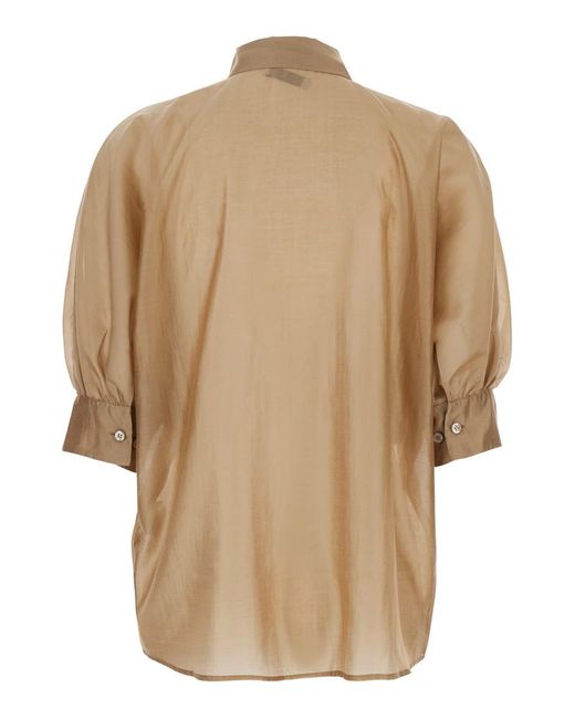 SOSUE Natural 'Antonia' Colored Blouse With Classic Collar And Front Closure With Buttons