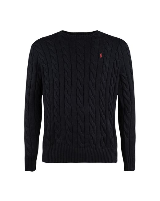 Ralph Lauren Black Huntsman Cotton Cable-Knit Sweater for men