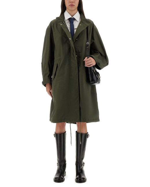 Givenchy Green Oversized Parka With Logo Print