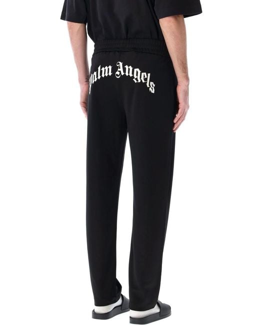Palm Angels Black Back Curved Logo Track Pants for men