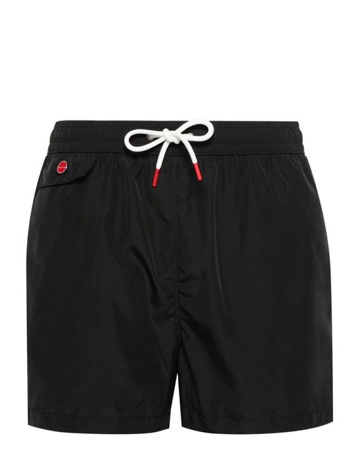 Kiton Black Printed Swim Shorts for men
