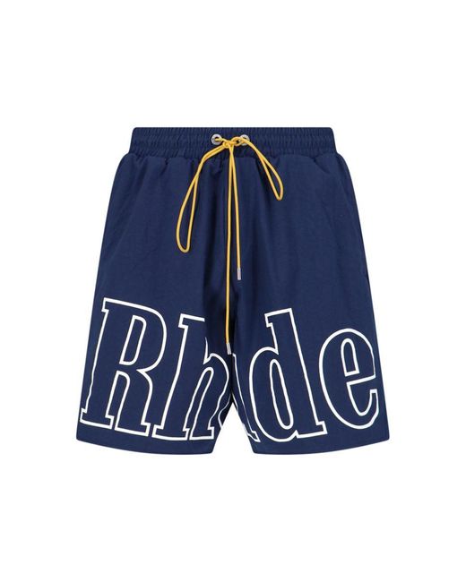 Rhude Blue Logo Jogger Shorts for men