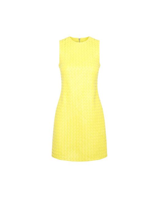 Bottega Veneta Yellow Intrecciato Leather Dress