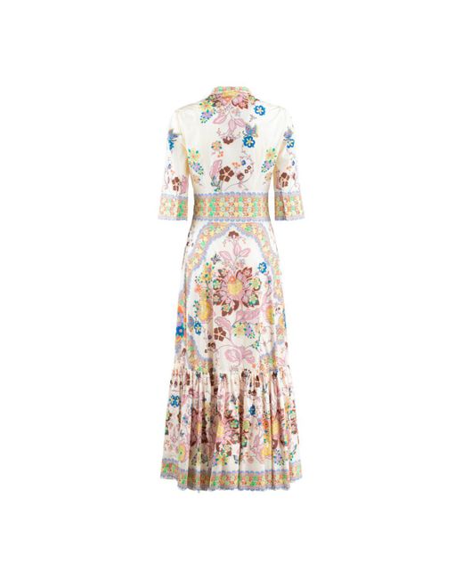 Etro Metallic Cotton Dress With Floral Print Balance