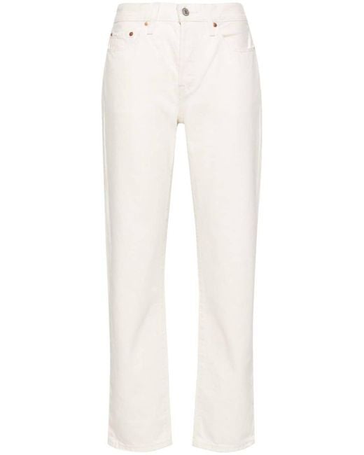 Levi's White High-Waisted Cotton Crop 501 Jeans