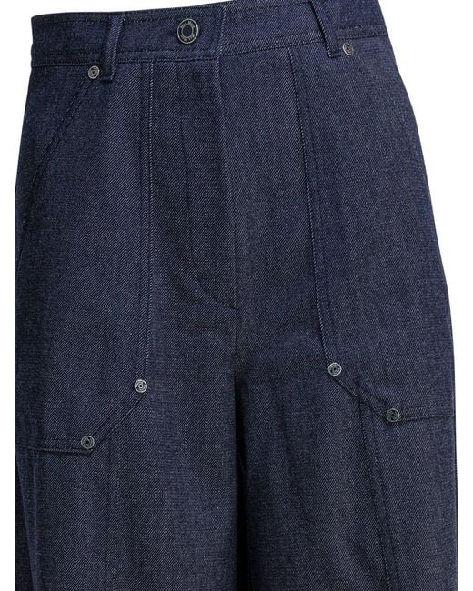 Max Mara Blue Denim-Effect Wool Pants