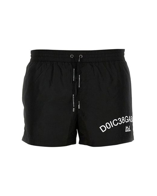 Dolce & Gabbana Black Swimsuit With Logo for men