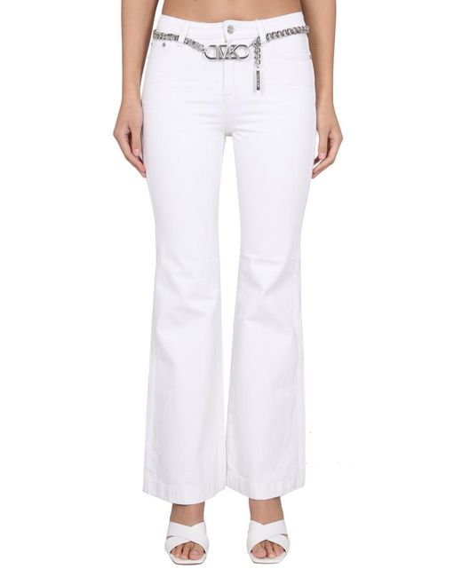 MICHAEL Michael Kors White Pants With Logo Belt