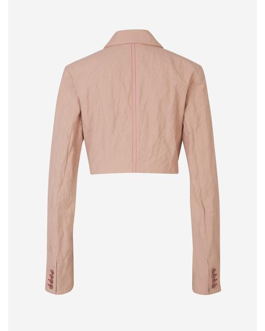 Acne Pink Cropped Cotton Blazer