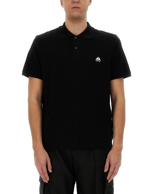 Moose Knuckles Black Polo "Everett" for men