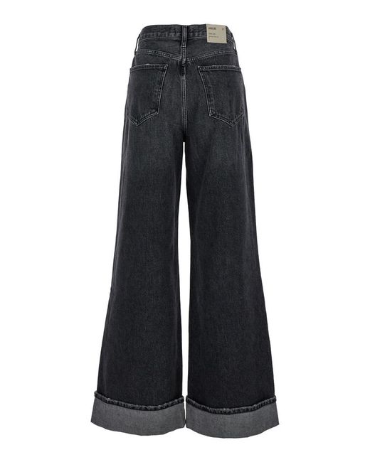Agolde Blue 'Dame' Flared Jeans With Cuffs