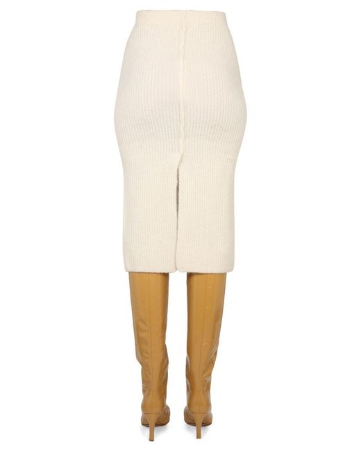 REMAIN Birger Christensen White Knitted Midi Skirt