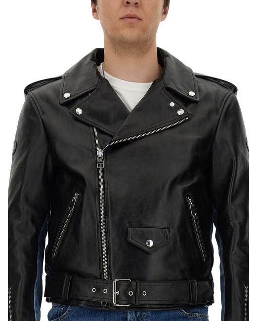 Alexander McQueen Black Panelled Biker Jacket for men