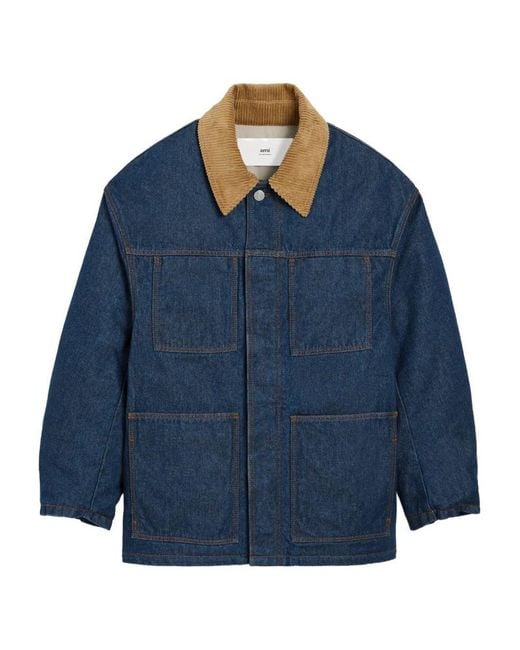 Ami Paris Men's Blue Worker Denim Jacket