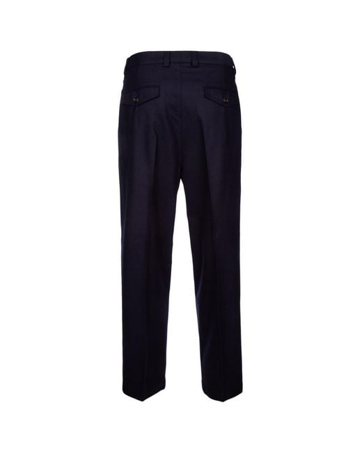 Brunello Cucinelli Blue Straight Leg Pleated Tailored Pants for men