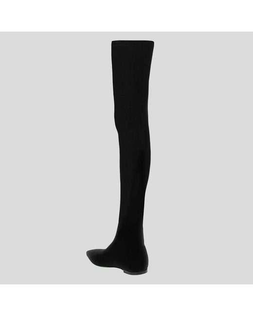 Dolce & Gabbana Black Stretch Jersey Thigh-High Boots