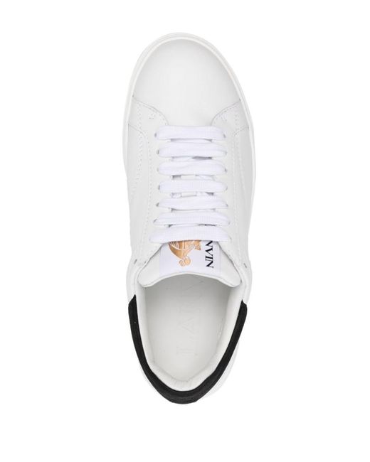 Lanvin White Men Logo Patch Lace Up Sneakers