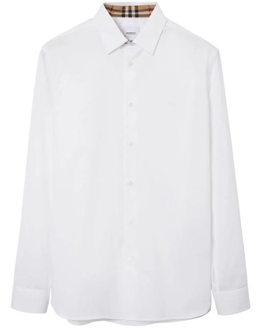 Burberry White Logo Cotton Shirt for men
