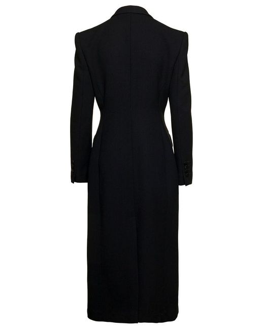 Dolce & Gabbana Black Long Single-Breasted Wool Cady Coat