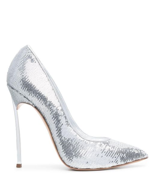 Casadei With Heel Silver in White - Save 30% | Lyst