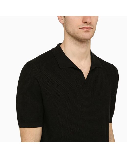 Tagliatore Black Silk And Cotton Polo Shirt for men