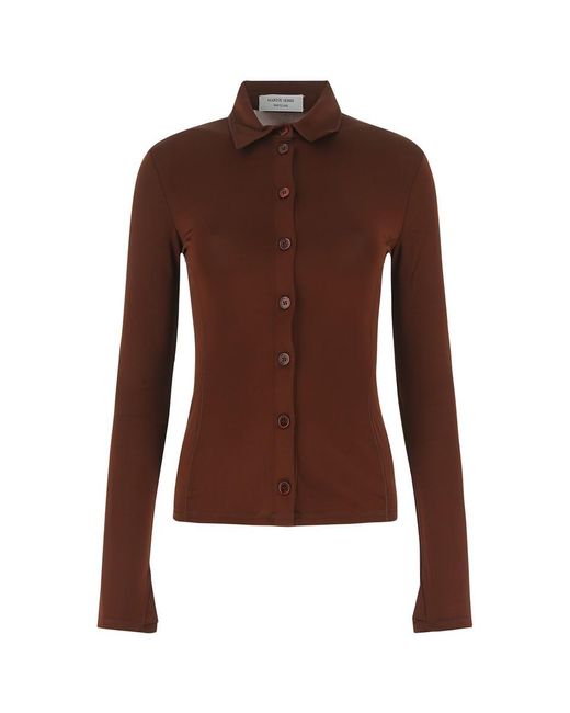 MARINE SERRE Brown Buttoned Long-sleeved Shirt