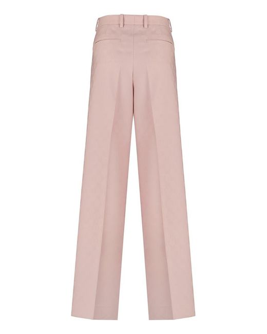 Gucci Pink Elegant Wool Trousers With Iconic Motif