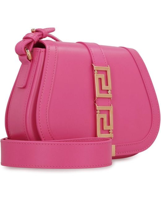 Versace Pink Greca Goddess Leather Shoulder Bag