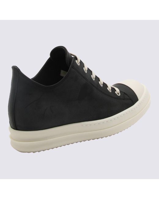Rick Owens Black And Milk Leather Sneakers