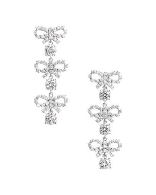 Self-Portrait Metallic Self Portrait Micro Bow Crystal Tiered Earrings