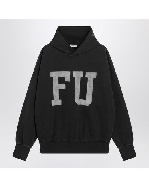 Fear Of God Black Vintage-Effect Fu Hoodie for men