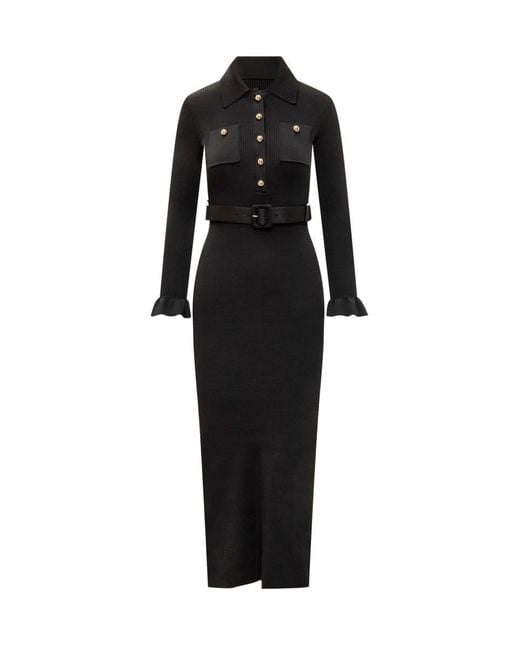 Self-Portrait Black Long Knitted Dress