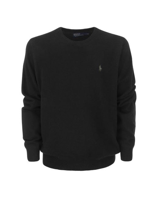 Polo Ralph Lauren Black Crew-Neck Wool Sweater for men