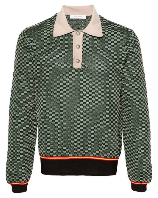 Wales Bonner Green Valley Knit Polo for men