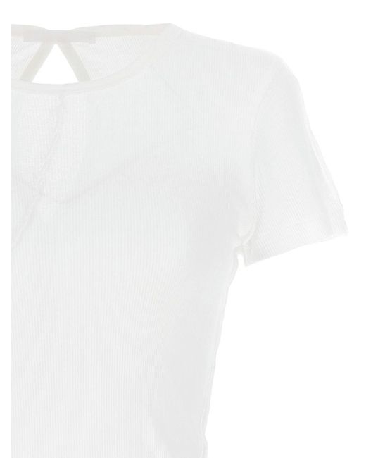 Helmut Lang White Costine Cut Out T-shirt
