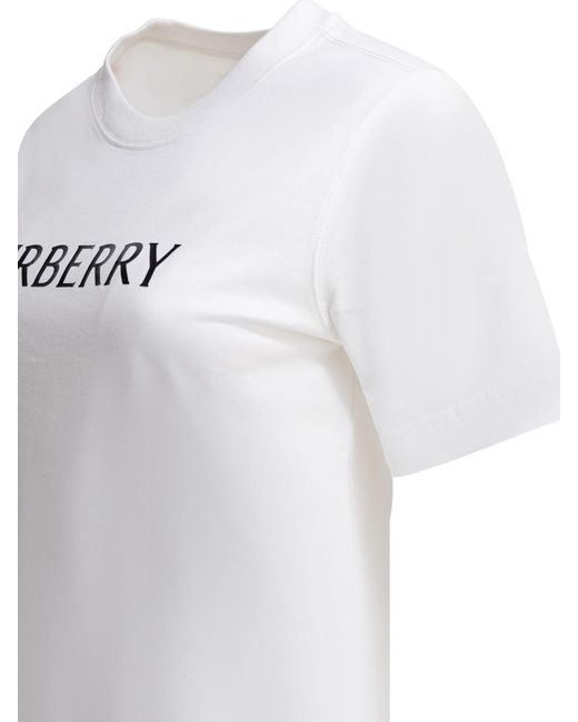 Burberry White Cotton T-Shirt With Logo