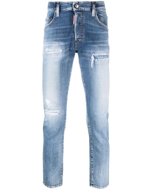 DSquared² Blue Logo-patch Mid-rise Skinny Jeans for men