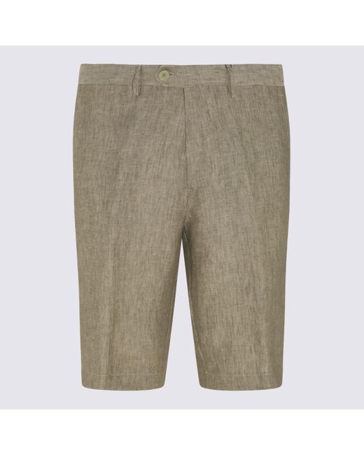 Etro Natural Green Silk Blend Bermuda Shorts for men