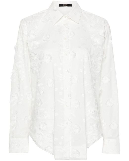 Seventy White Floral Embroidery Shirt
