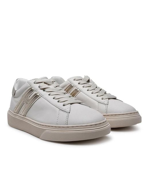 Hogan Gray H365 Ivory Leather Sneakers