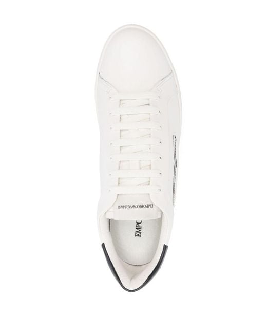 Emporio Armani White Logo Leather Sneakers for men