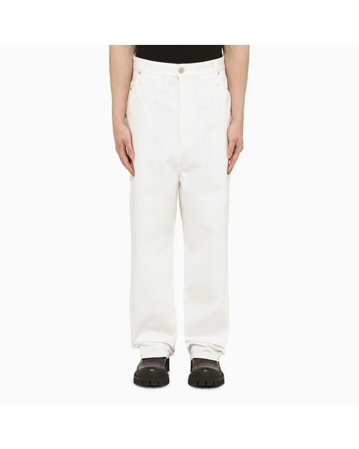 AMI Regular White Cotton Trousers for men
