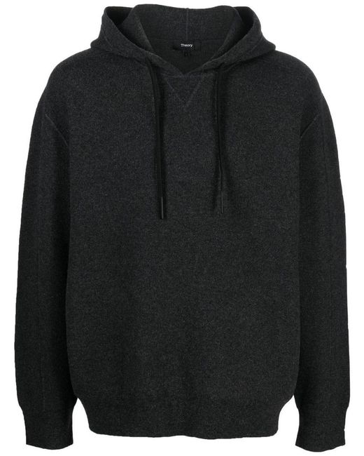 Theory Black Drawstring Pullover Hoodie for men