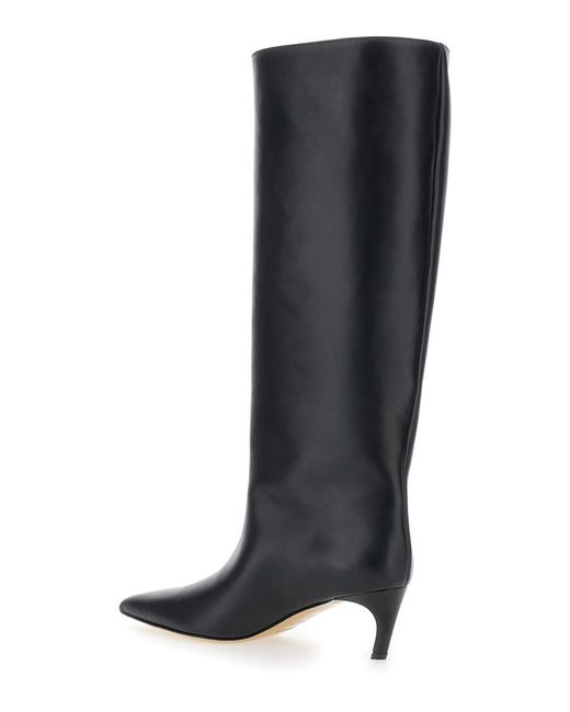 Semicouture Black High Boots With Pointed Toe And Low Heel