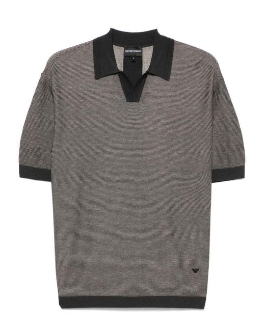 Emporio Armani Gray Wool Blend Polo Shirt for men