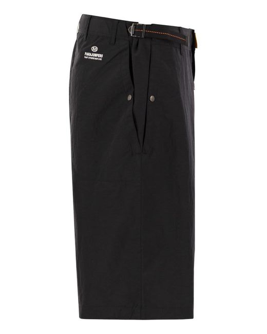 Parajumpers Black Ivan - Nylon Poplin Short Trousers for men